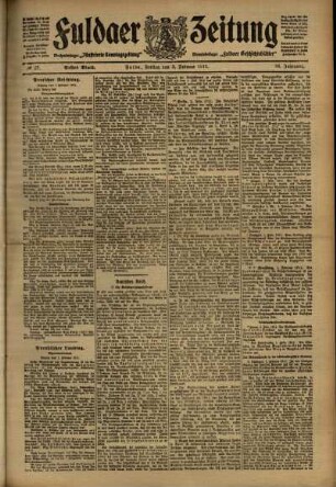 Erste Ausgabe vom Freitag, den 03. Februar 1911.