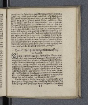 Von Frawensamblung / Kindtauffen / Kirchgangk.