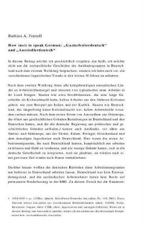 How (not) to speak German : „Gastarbeiterdeutsch“ und „Aussiedlerdeutsch“