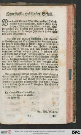 Churfürtsl. gnädigster Befehl