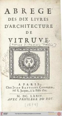 Abrege Des Dix Livres D'Architecture De Vitruve