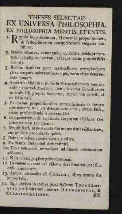 Theses Selectae Ex Universa Philosophia