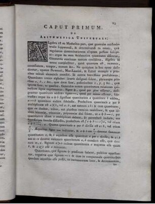 Caput Primum. De Arithmetica Universali.