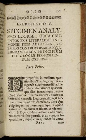 Exercitatio V. Specimen Analyseos Logicæ, [...]