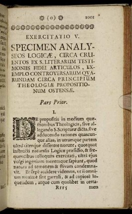 Exercitatio V. Specimen Analyseos Logicæ, [...]