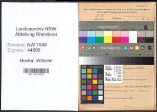 Entnazifizierung Wilhelm Hoefer , geb. 07.02.1896 (Landwirt)