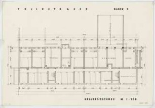 Wohnhäuser Felixstraße 14-22, Berlin-Tempelhof: Grundriss Kellergeschoss 1:100