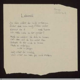 [Handschrift] - Lebwohl - StGA-George I,2024
