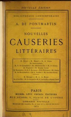 Nouvelles causeries littéraires