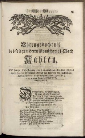 Ehrengedächtniß des seligen Herrn Consistorial-Rath Kahlen