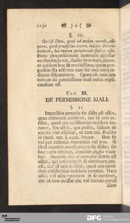 Cap. III. De Permissione Mali.