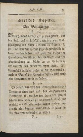 Viertes Kapitel. Von Vertretungen