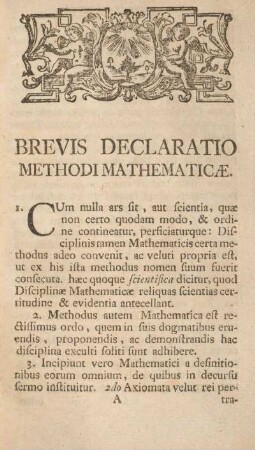 Brevis declaratio methodi mathematicæ.
