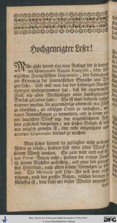 Hochgeneigter Leser!