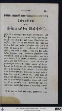 Lebenslauf eines Märtyrers der Wahrheit.