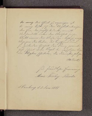 Marie Fosshag-Schröder. – Hamburg, 02.06.1898