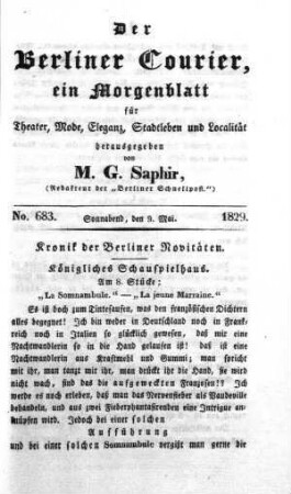 No. 683., Sonnabend, den 9. Mai 1829