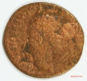 Römische Münze, Nominal As, Prägeherr Augustus für Tiberius, Prägeort Lyon, Original
