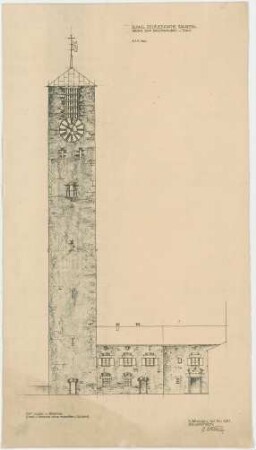 Bestelmeyer, German; Bamberg (Bayern); Ev. Erlöserkirche - Sakristeianbau und Turm (Ansicht)