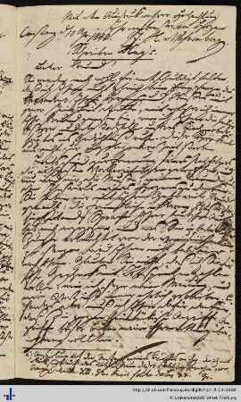 Brief von Johann Leonhard Hug an Franz Karl Grieshaber (13.04.1842)
