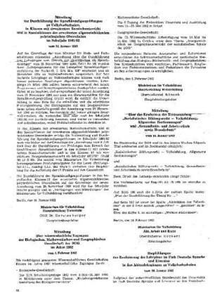 Mitteilung über wissenschaftliche Tagungen der Biologischen, Mathematischen und Geographischen Gesellschaft der DDR im Jahre 1982 : vom 1. Februar 1982