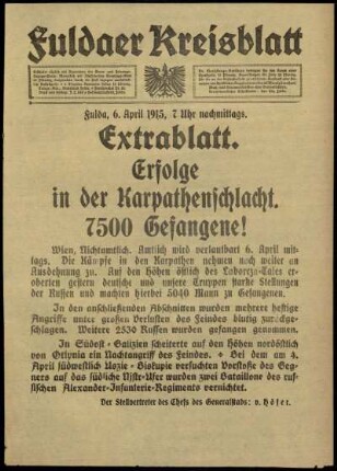 Zweite Ausgabe vom Dienstag, den 06. April 1915.