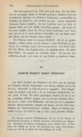 184-185 Friedrich Nausea's wahrer Geburtsort
