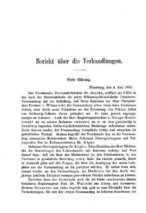 Erste Sitzung : [Bericht über die Verhandlungen]