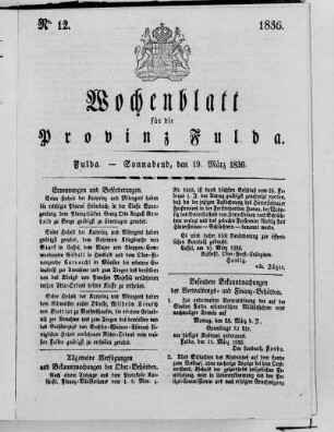 Nr. 12, Ausgabe vom 19. März 1836