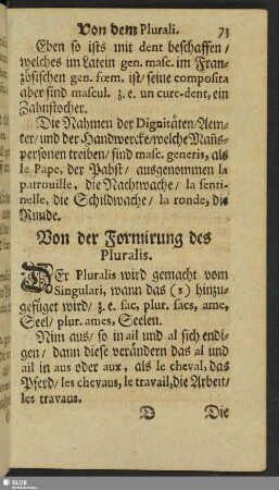 Von der Formirung des Pluralis
