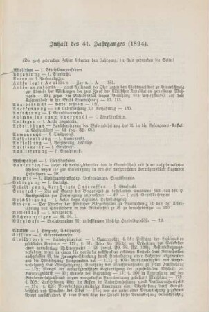 Inhalt des 41. Jahrganges (1894)