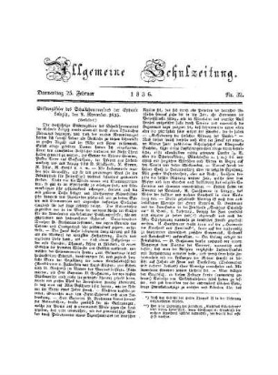 Stiftungsfeier des Schullehrervereins der Ephorie Leipzig, den 9. November 1835 (verspätet)