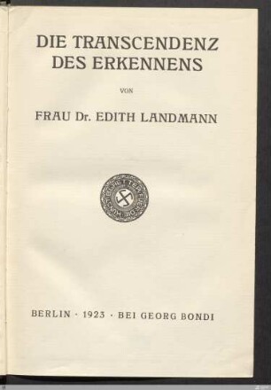 Die Transcendenz des Erkennens
