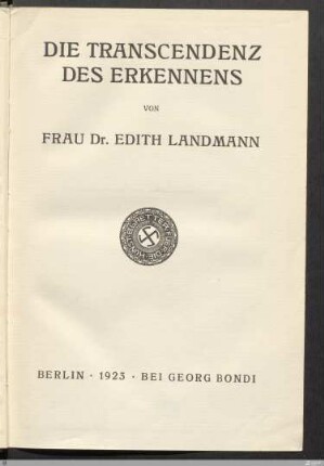 Die Transcendenz des Erkennens