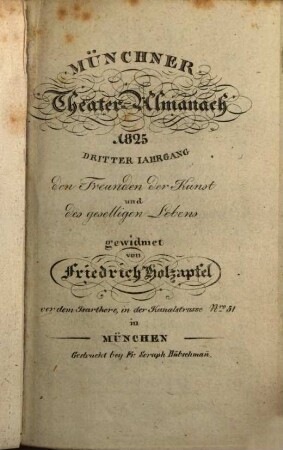 Münchner Theater-Almanach. 3, 3. 1824