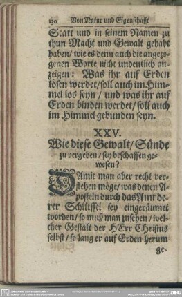 XXV. Wie diese Gewalt, Sünde zu vergeben, so beschaffen gewesen?