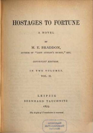 Hostages to fortune : a novel, 2