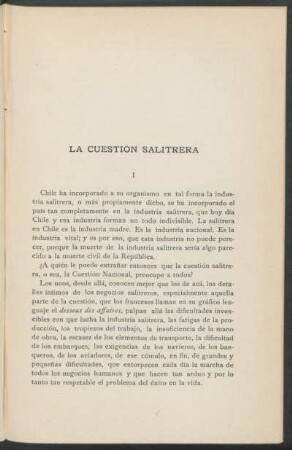 La cuestión salitrera