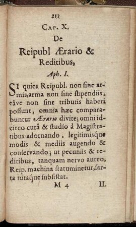 Cap. X. De Reipubl Ærario & Reditibus.