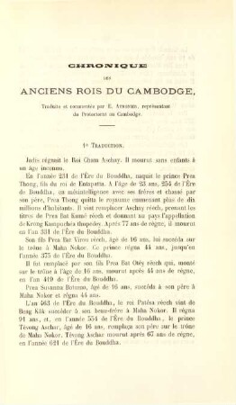 Chronique des anciens rois du Cambodge, traduite et commentée par E. Aymonier, représentant du Protectorat au Cambodge