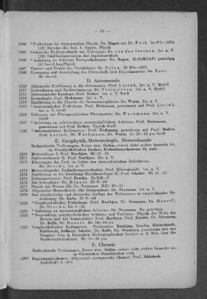 E. Geophysik, Meteorologie, Meereskunde
