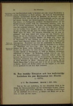 II. Das deutsche Königtum und das weströmische Kaisertum bis zum Untergange der Staufer (-1273)