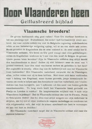 Door Vlaanderen heen - geïllustreerd bijblad: Vlaamsche broeders!