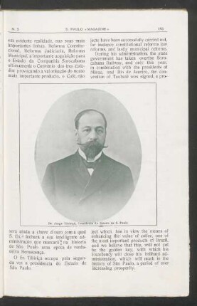 [Fotogravura do] Dr. Jorge Tibiriçá, Presidente do Estado de S. Paulo