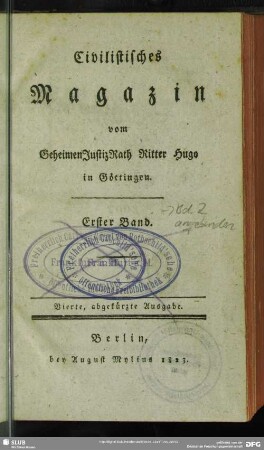1.1803(1823)=4. Ausg.: Civilistisches Magazin