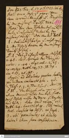 Disposition der Predigt von August Hermann Francke über Joh 4,4 am 17.10.1723.