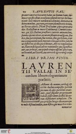 Lavrentii Vallae in secundum librum elegantiarum