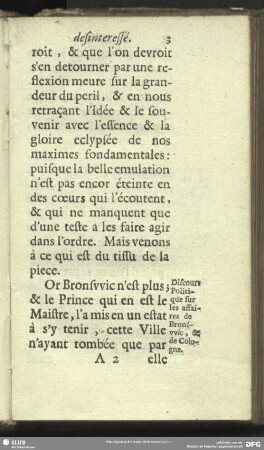 Discours Politique sur les affaires de Bronsvvic, de Cologne