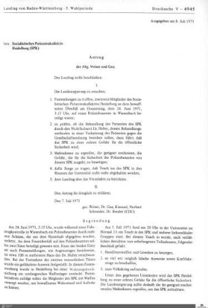 Antrag der CDU betr. Sozialistisches Patientenkollektiv Heidelberg (SPK)