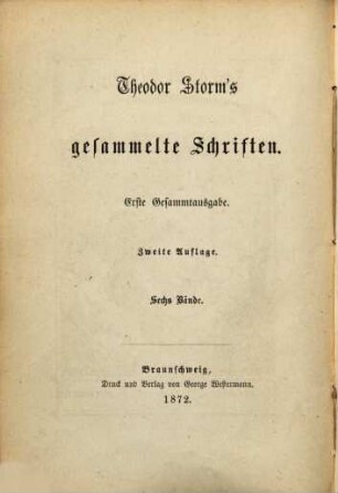 Theodor Storm's Sämtliche Schriften : Erste Gesammtausgabe, 6
